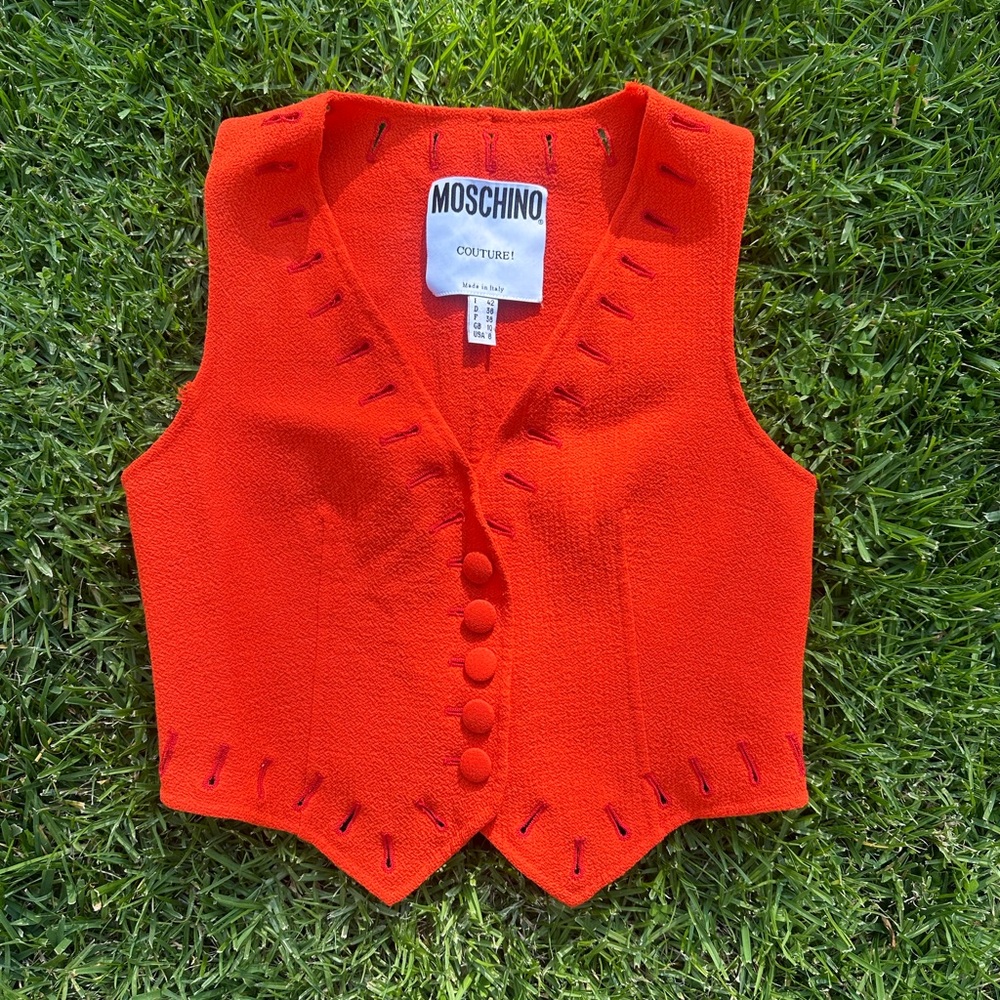 Vintage Moschino Couture Orange Button Vest
